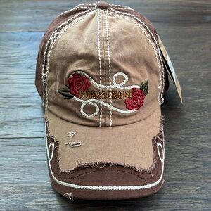 Catchfly Ponytail Seam,Gunslinger embroidered logo,Cowboy,distressed cap,Velcro